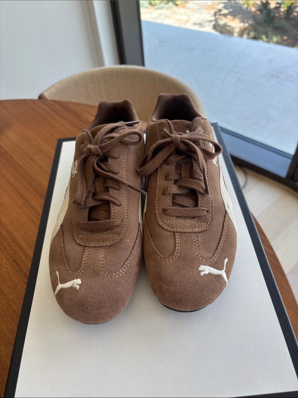 Puma Brown Suede Sneakers with White Formstripe
